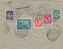 AB84 - 1932 TIMISOARA ROMANIA RARE CENSURED REGISTERED 5 COLOURS COVER TO ITALY - Postmark Collection