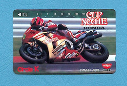 ( 5607 ) - Télécarte JAPON - ( MOTO / CUP NOODLE / HONDA / MICHELIN / NGK  ) - *** EC *** - Voir Scan - - Motorfietsen