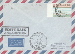 TERRE DE ROSS LETTRE DE LA BASE SCOTT POUR LA FRANCE 1990 - Storia Postale