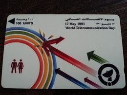 BAHRAIN   GPT CARD  100 UNITS/ WORLD TECOMMUNICATIONS DAY     / BHN29  / 5BAHB SHALLOW  NOTCH    **9143** - Baharain
