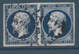 N° 14A BLEU FONCE PAIRE OBLITERE B TTB - 1853-1860 Napoleon III