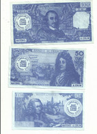 3 Billets Factice Scolaire  A.COLIN 10,50 Et 100 Francs - Specimen