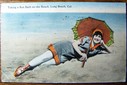 CPA - USA - Taking A Sun Bath On The Beach - Long Beach Cal. - De 1916 - Long Beach