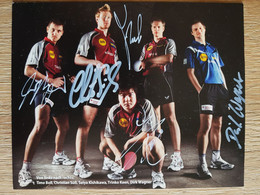 Card Team Borussia Dusseldorf - Timo Boll, Christian Suss, Seiya Kishikawa, Trinko Keen & Dirk Wagner - Original Signed - Tafeltennis