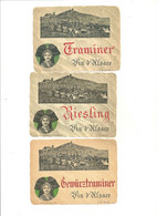 Etiquette A Vin D Alsace Lot De Trois Cartes Ribeauville Gewurtz Riesling Traminer - Sonstige & Ohne Zuordnung