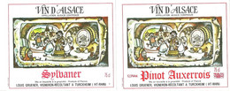 Etiquette A Vin D Alsace Louis Gruener Turckeim  Illustration Noack Deux Cartes Sylvaner Pinot Auxerrois - Sonstige & Ohne Zuordnung