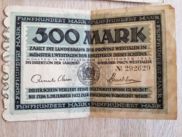 Münster/ Landesbank Der Provinz Westfalen, 500 Mark, 1922 - 1.000 Mark