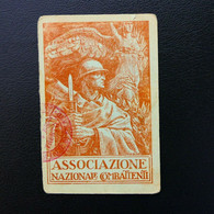 Tessera ASSOCIAZIONE NAZIONALE COMBATTENTI - MILANO Anno 1926 (COD.627-135 E+d) - Tarjetas De Membresía