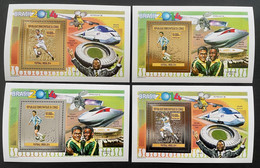 Stamps Deluxes Blocks Gold & Silver Football Worldcup Brasil 2014 Congo Perf. - 2014 – Brazilië