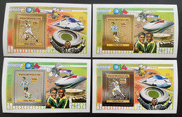 Stamps Deluxes Blocks Gold & Silver Football Worldcup Brasil 2014 Congo Perf. - 2014 – Brasil