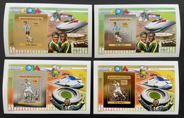 Stamps Deluxes Blocks Gold & Silver Football Worldcup Brasil 2014 Congo Imperf. - 2014 – Brasilien