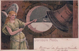 Mailick Alfred Illustrateur, Joyeux Noël, Ange Sonnant Cloches, Litho (24.12.1902) - Mailick, Alfred