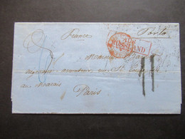 Transit Roter Ra2 Aus Russland - Paris Bahnpost Stempel Stettin / Berlin U. Russischer Kastenstempel Handschriftl. Porto - Cartas & Documentos