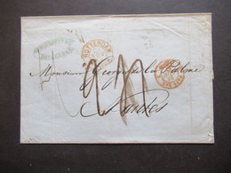 Niederlande 1867 Transit Roter K2 Pays Bas Auslandsbrief Roter K2 Rotterdam - Nantes Faltbrief Ohne Inhalt - Briefe U. Dokumente