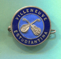 Music / Mandoline Estudiantina Villeneuve  France, Vintage Pin  Badge, Abzeichen, Enamel - Musique