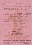 Tessera - P.N.F. Dopolavoro - XVIII - Membership Cards