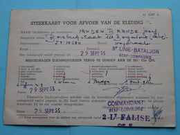 STEEKKAART Voor AFVOER Van De KLEDING > 1955 ( Zie Scans ) Van Den Brande Jozef 54.10280 ! - Documents