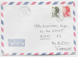 FRANCE LIBERTE 2FR20+1FR LETTRE AVION COVER MAMOUDZOU 31.5.1985 MAYOTTE - Covers & Documents