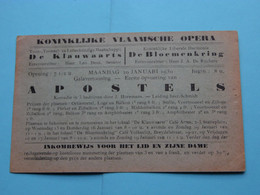 KONINKLIJKE VLAAMSCHE OPERA Galavertooning " APOSTELS " > 20 Januari 1930 ( Zie Scans ) ! - Biglietti D'ingresso