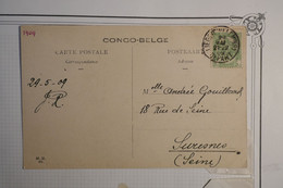 AS 14 CONGO BELGE  BELLE CARTE 1909 POUR SURESNES FRANCE - Lettres & Documents