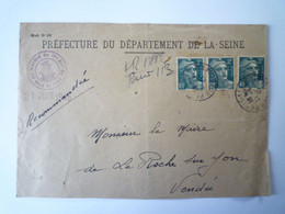 2022 - 1409  Enveloppe REC  Au Départ De PARIS  à Destination De  LA ROCHE-sur-YON  1945   XXX - 1944-45 Marianne (Dulac)