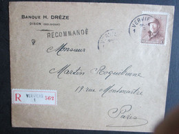 174 - Helm - Alleen Op Aangetekende Brief (Banque H. Drèze Dison) Uit Verviers  Naar Parijs.- Kwot € 225 à 10% - 1919-1920 Trench Helmet