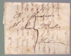 Une Lettre Dite Précurseur  Avec  Correspondance Nice 25 Décembre 1837 Destination Menton Cachet Timbre - 1801-1848: Voorlopers XIX