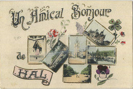 HAL :  Un Amical Bonjour  ( Ecrit 1909 Avec Timbre ) - Halle