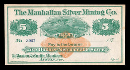 Estados Unidos United States 5 Dollars 187x Manhattan Silver Austin Nevada - Texas