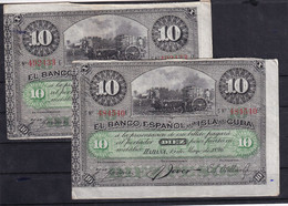 Antillas Dos Billetes De 10 Pesos - Otros – América