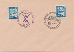 ÖSTERREICH SONDERSTEMPEL 1947 „SALZBURGER FESTSPIELE 27.7-31.8.1947 1.8.47 – SALZBURG 1“ + „WIENER INTERNATIONALE MESSE - Cartas & Documentos