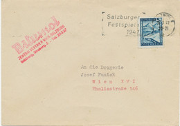 ÖSTERREICH WERBE-SONDERSTEMPEL 1947 „Salzburger Festspiele 1947 – SALZBURG 2 24.7.47“ Auf Brief Nach Wien - Lettres & Documents