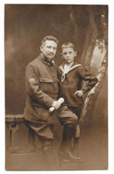 Cpa, Carte Photo, Militaire Du 4eme, Avec Enfant, Photo Par A.ALZIEE, Angers, Dos Vierge - Personnages