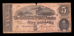Estados Unidos United States 5 Dollars 1864 Pick 67 Serie G Confederate States Of America Richmond - Confederate (1861-1864)