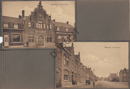 2 Postkaarten/Cartes Postales - WOESTEN/Vleteren - Gemeentehuis & Marktplaats (V942) - Vleteren