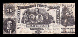 Estados Unidos United States 20 Dollars 1861 Pick 33 Confederate States Of America Richmond - Confederate (1861-1864)