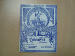 DOCUMENT PUBLICITAIRE MAURICE HERREYRE PARCS A HUITRES ANDERNOS GIRONDE SAISON 1967-1968 - Advertising