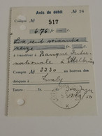 Avis De Débit, Banque Ettelbruck. Luxembourg Chèques 1950 - Briefe U. Dokumente