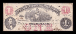 Estados Unidos United States 1 Dollar 1862 Pick S3681b Virginia Treasury Civil War - Virginia
