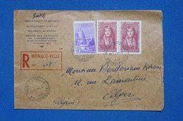 C MONACO BELLE LETTRE MINISTERE ETAT RECOM.1946 POUR ALGER ALGERIE + ARCH. DERDERIAN+ AFFRANCH. PLAISANT - Cartas & Documentos