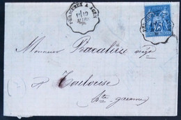 CONVOYEUR LIGNE N° 40 - TYPE 1 Retour - PERIGUEUX (dordogne) à AGEN (lot Et Garonne)  - LAC - 1878 - Spoorwegpost