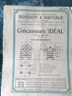 NOTICE TECHNIQUE- CONCASSEURS "IDÉAL" TOUT ACIER- ETS BOISSON & SAUVAGE (PLAN ET PIÈCES DÉTACHÉES) VERS 1950 - Travaux Publics