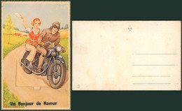 Carte Postale à Système (complet) : Un Bonjour De Namur / Moto - Namur
