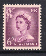 New Zealand 1955-9 'larger Figures' Definitives 6d Value, MNH, SG 750 (A) - Nuevos