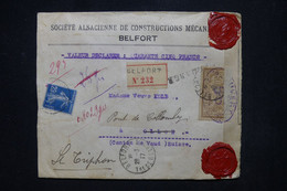 FRANCE - Enveloppe En Recommandé De Belfort Pour La Suisse En 1917 Avec Contrôle Postal - L 118193 - 1877-1920: Periodo Semi Moderno