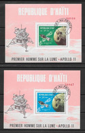 Espace - Haïti BF N°28 & 29 Apollo Lem Lune Moon 1969 O - Amérique Du Nord