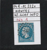 FRANCE CLASSIQUE  NAPOLEON  N°14 A  -  PC 2221   NANTES  42  LOIRE INFERIEURE  -REF MS - 1853-1860 Napoléon III.