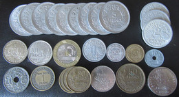 France - Lot De Monnaies 20e Siècle Dont 1 Franc Semeuse 1919 En Argent, 20 Centimes Lindauer 1945 (zinc), Etc... - Collections