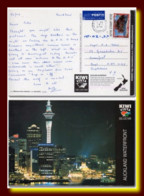 1999 New Zealand Postcard Auckland By Night Mailed To UK - Briefe U. Dokumente
