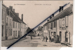 Châtillon Sur Marne (51) Rue Principale (Commerces ; Verrerie-Peinture, Bourrellerie ,Personnages) La Champagne - Châtillon-sur-Marne